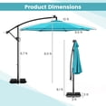 thumbnail image 3 of Costway 10 FT Solar Offset Hanging Umbrella with 96 Solar Multi-colored Flowing LED Lights Turquoise, 3 of 10