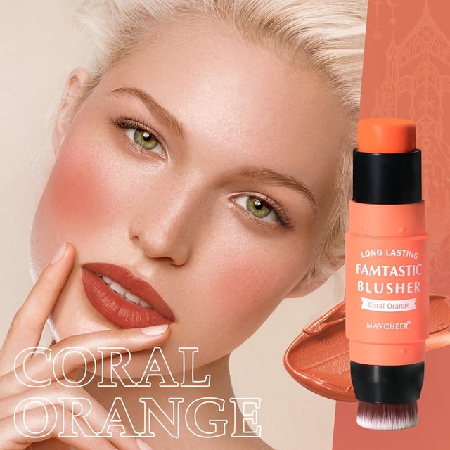 Iumwxz Multi Cream Blush Stick With Brush Lightweight Long-lasting Easy To Use 2 In 1 Multi Stick Blush For Cheeks Lip Tint Eyeshadow Makeup