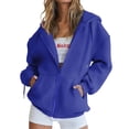 thumbnail image 2 of RKSTN Womens Zip Up Y2K Hoodies Long Sleeve Fall Oversized Casual Solid Color Sweatshirts Jacket with Pockets, 2 of 7