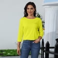 thumbnail image 4 of DENGDENG Rouge T-Shirts à Manches 3/4 pour Femmes Col Rond au Coude T-Shirts Basiques Mode 2025 Blouse d'Été Décontractée Tendance Tuniques Trois Quarts Vêtements de Printemps avec Poche Jaune TG, 4 of 9
