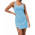 thumbnail image 3 of Robe de Tennis pour Femmes Robes Athlétiques Robe d'Entraînement Robe Jupe-Short Tenues de Golf Bleu Azur L, 3 of 6