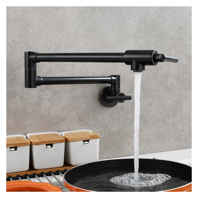 Brass Double Switch Folding Faucet Advanced Rotating Kitchen Faucet Wall Mounted Cold Water Tap ,Easy to Install