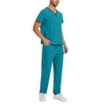 thumbnail image 4 of TIMIFIS Men and Women Scrub Set Stretch V-Neck Scrub Top and Drawstring Waist Joggers Pants Solid Color Comfort Fits Medicals Uniform with Pockets - Spring/Summer, 4 of 7