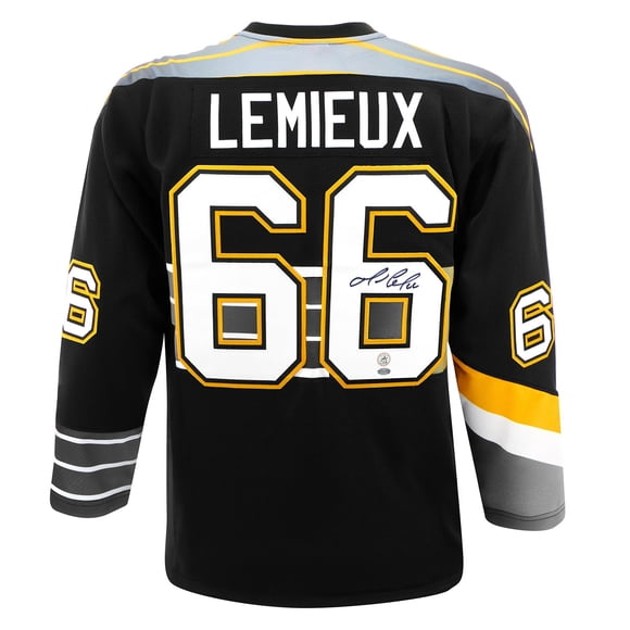 Mario Lemieux Chandail Throwback Alternatif des Pittsburgh Penguins Mitchell et Ness Signé