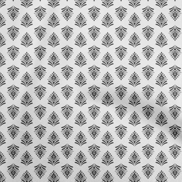 oneOone Silk Tabby Gray Fabric Asian Block Craft Projects Decor Fabric Printed By The Yard 42 Inch Wide
