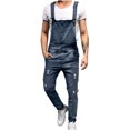 thumbnail image 2 of cllios Bib Overalls for Men Denim Plus Size Adjustable Strap Practical Jeans Jumpsuits Classic Slim Fit Pocket Overalls, 2 of 9
