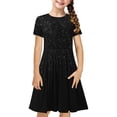 thumbnail image 1 of Rbaofujie Robe Patineuse à Manches Courtes pour Filles, Tournoyante, Extensible, Ligne A, Robe Décontractée Évasée pour Tout-Petits, 1 of 7