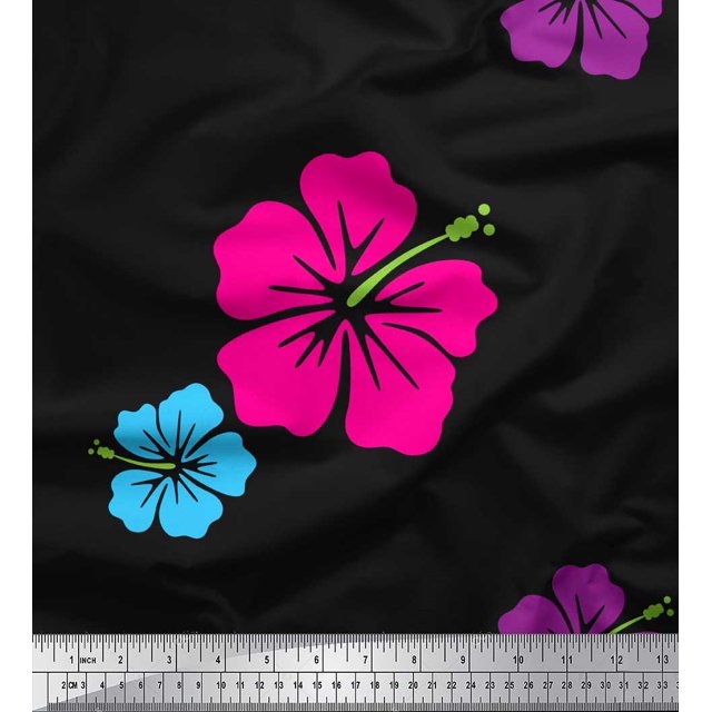 Soimoi Tissu en Rayonne Noir à Imprimé Floral Tissu de Couture au Mètre 56 Pouces de Large