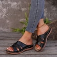 thumbnail image 4 of Womens Orthopedic Slides Sandals Comfortable Leather Peep Toe Walking Slip on Summer Shoes with Arch Support, 4 of 6