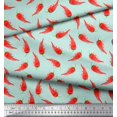 thumbnail image 2 of Soimoi Green Poly Georgette Fabric Chilli Vegetable Printed Craft Fabric by the Yard 42 Inch Wide, 2 of 2