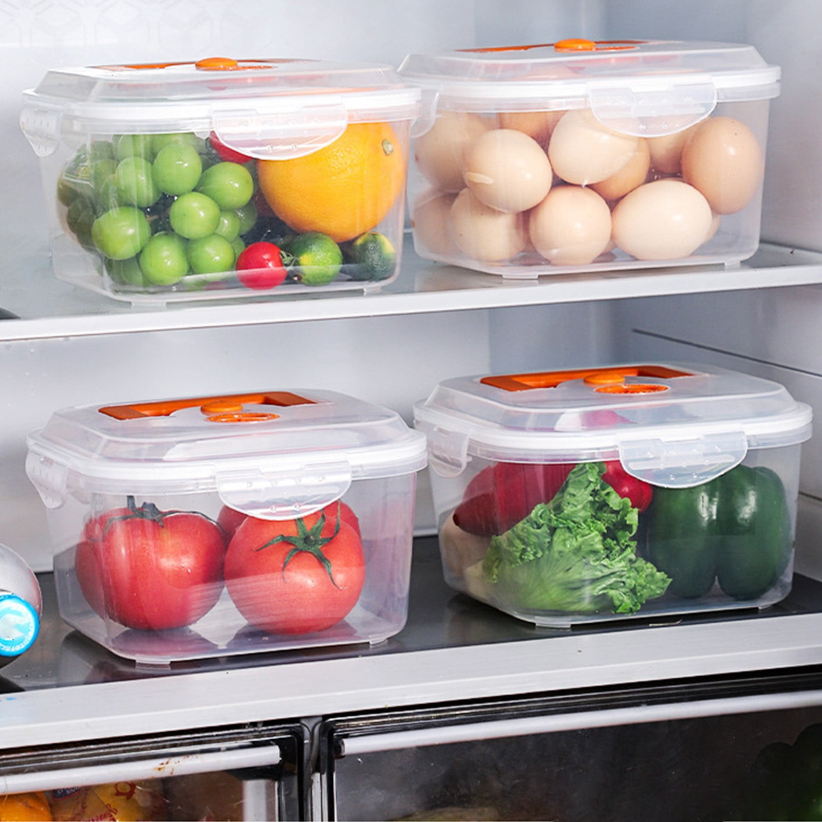 YIMWNYI Airtight Food Storage Container, Leak-Proof Lunch Box, Egg Storage Container, Food-Grade Plastic, Fresh Box for Fruits and Vegetables, Easy to Clean, Freezer Safe, Odor Free