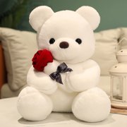 HOARBOEG Teddy Bear with Rose,Plush Stuffed Animal Teddy Bear,Cute Sweet Teddy Bear Great Gift for Your Loved One, Soft Teddy Bear for Girlfriend Kids Birthday, Valentine, Christmas(9 inches)