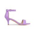 thumbnail image 3 of BLISSFUL STEP Women's Shoes Kitten Heel Ankle Strap Open Toe Sandals Purple 7, 3 of 7