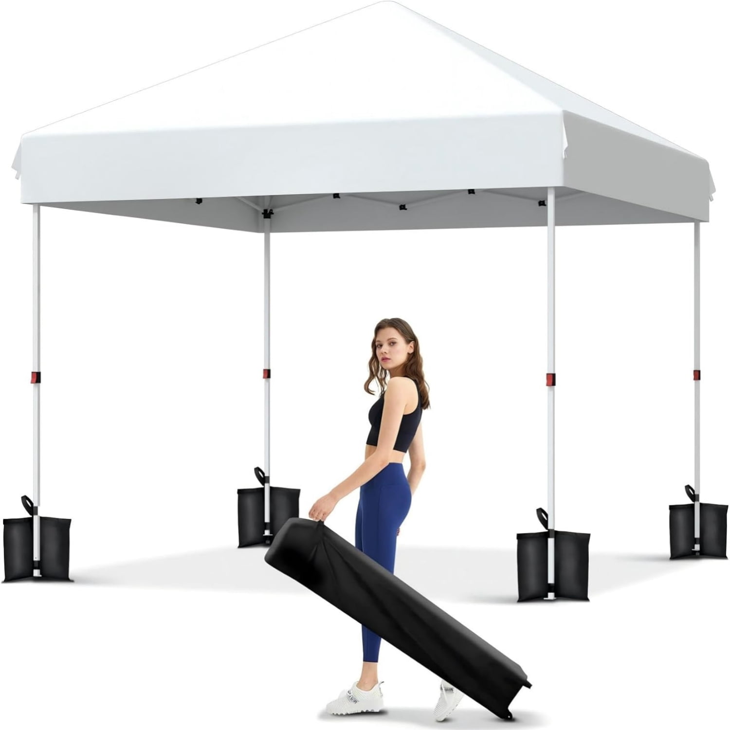 Garvee 10 x 10 ft Pop-up Canopy, One Button Push Setup, Heavy Duty, Portable Roller Bag, White