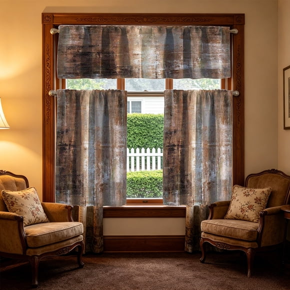 ZZkhGO Light Filtering Kitchen Curtains, Small Coffee Curtains 3 Piece Set, Nylon Heat Insulating Window Treatment for Basement Living Room