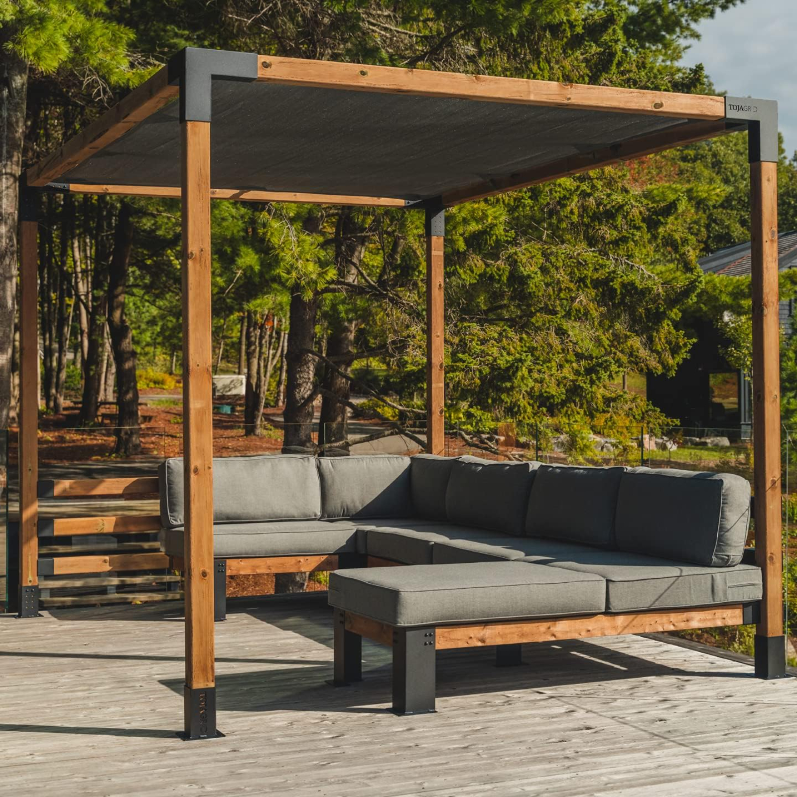 Toja 8' X 12' Pergola Kit With Shade Sail For 4X4 Wood Posts