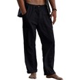 thumbnail image 1 of MAWCLOS Men Trousers Elastic Waist Sweatpants Drawstring Pants Baggy Party Solid Lounge Black L, 1 of 9