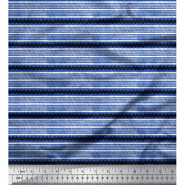 Soimoi Georgette Viscose Fabric Stripe Block Decor Fabric Printed Yard 42 Inch Wide