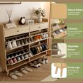thumbnail image 4 of Garvee Rattan Shoe Cabinet with 4 Flip Drawers & 2 Top Drawers, Narrow Entryway Storage Organizer, Farmhouse Style, 4 of 9