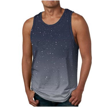 FAIWAD Men's Summer Tank Shirts Sleeveless Workout Quick Dry Sports Running Gym T-Shirt Trendy Gradient Print Vest
