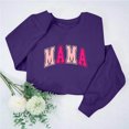 thumbnail image 2 of Culottes pour Femmes Chandail Maman Femmes Surdimensionné Paillettes Patch Maman Chandails à Col Rond Maman Imprimé Manches Longues Ample Mode Chandail m Violet, 2 of 7