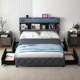 thumbnail image 2 of Costway Full Size Bed Frame with Led Lights & Charging Station & Modern Upholstered Bed, 2 of 10