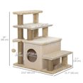 thumbnail image 3 of PawHut Escaliers pour Chat à Hauteur Réglable avec Poteau à Griffer pour Sofa, Beige, 3 of 10