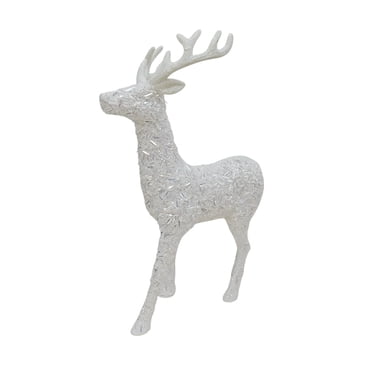 Holiday Time White Glitter Reindeer Tabletop Decoration, 1 Count