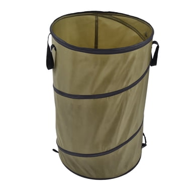 113L Collapsible Lawn and Leaf Waste Bag, Reusable Camping Trash Can, Brown Pop up Garbage Can with Handles, Recycling Outdoor Tote Basket for Garden Home