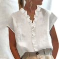thumbnail image 2 of Birdeem Womens Spring Summer Solid Color Casual V-Neck Top Cotton Lace Design Blouses, 2 of 12