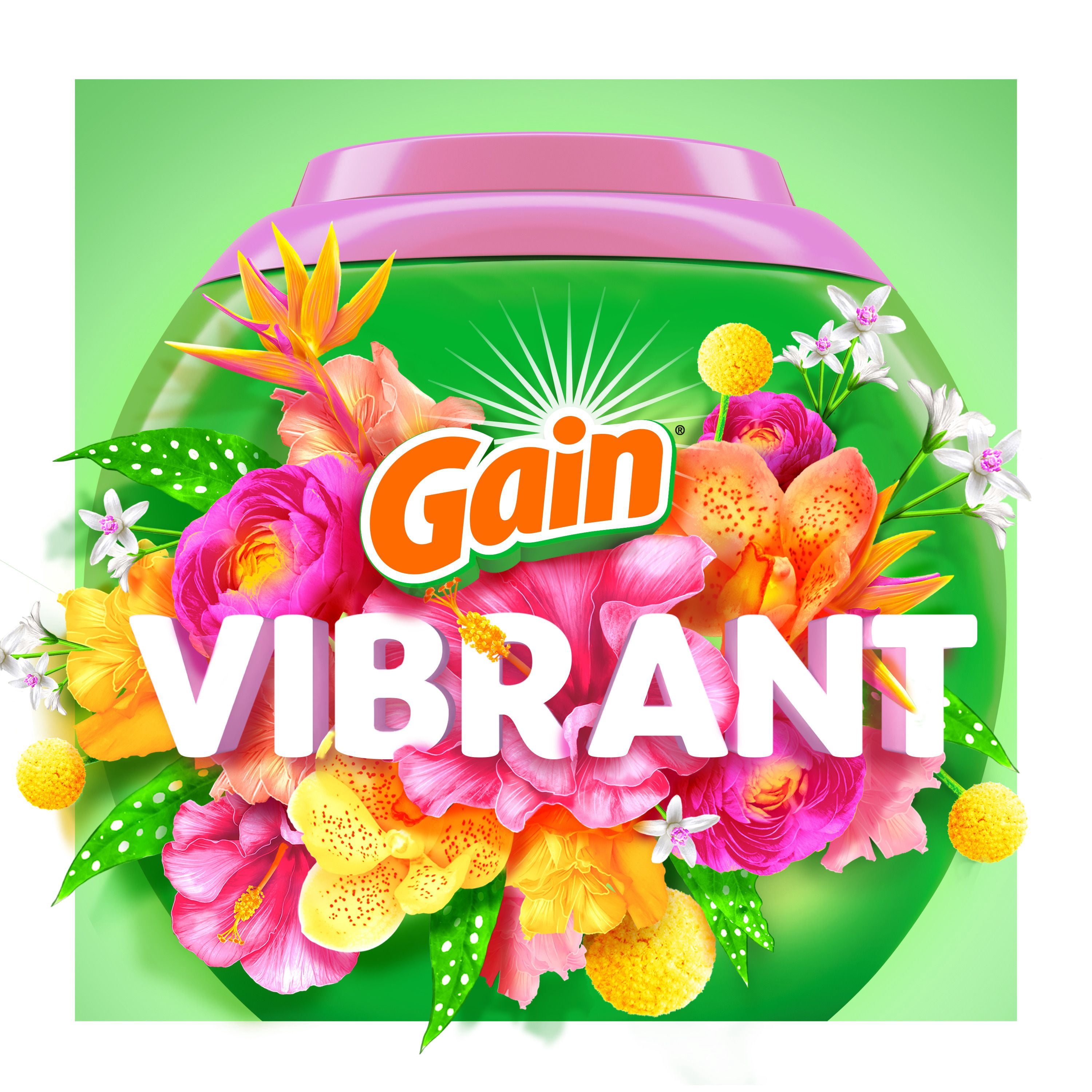 Gain Super Flings Laundry Detergent Pacs, Hibiscus Hula scent, irresistibly clean and fresh washing detergent laundry soap pacs, 45 Count