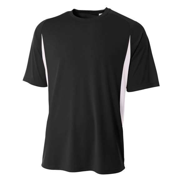 A4 Men's Cooling Performance Color Block Short Sleeve Tee Medium Black/White