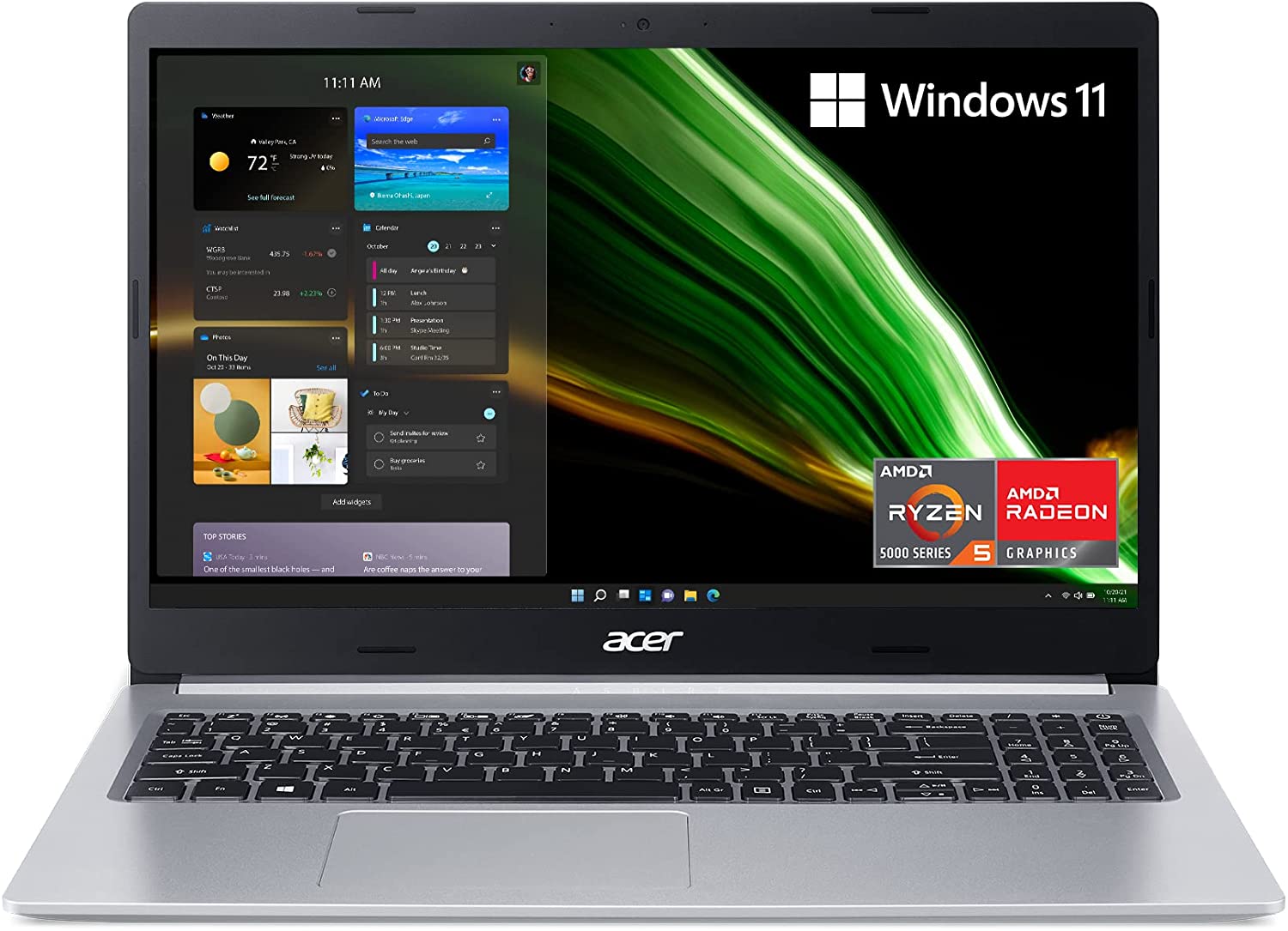 Acer Aspire 5 A515-45-R74Z Portable Mince / 15,6 Pouces Full HD IPS / Processeur Mobile Hexa-Core AMD Ryzen 5 5500U / Graphiques AMD Radeon / 8 Go DDR4 / 256 Go NVMe SSD / Wi‐Fi 6 / Clavier Rétroéclairé / Windows 11 Famille