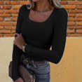 thumbnail image 2 of WEIYLL Ladies Summer Tops U Neck Lace Long Sleeve Loose Solid Black Top Sizes L, 2 of 5
