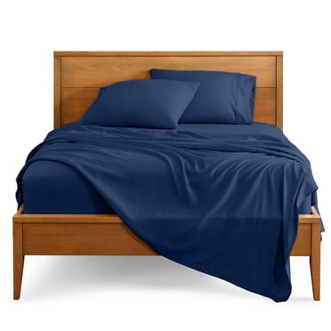 Bare Home Premium 1800 Collection 4-Piece Bed Sheet Set, California King, Dark Blue