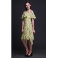 thumbnail image 2 of Bimba Robe Droite Évasée à Épaules Dénudées pour Femmes, Beige, Imprimée d'Oiseaux, à Volants devant - XXX-Large, 2 of 6