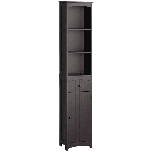 HOMCOM Armoire de Rangement pour Salle de Bain, Grande Tour à Linge avec Étagères et Tiroir
