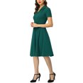 thumbnail image 4 of INSPIRE CHIC Robes Vintage pour Femmes 2024 Col Plat Manches Courtes Robe Évasée S Vert Foncé, 4 of 7