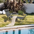 thumbnail image 3 of Costway Chaise Longue Pliante de Patio en Aluminium, Fauteuil Inclinable, Dossier Ajustable, Roues, 3 of 8