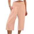 thumbnail image 1 of Capris Extensibles pour Femmes Pantalon Court Jambe Échancrée Grande Taille Polyester Dames Grande Taille Capris Pantalons Capris Style C-20 Roses m, 1 of 5