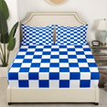 thumbnail image 3 of Erosebridal Checkered Gingham Bed Sheets Set Full Size, Blue White Bed Sheets Full, Rectangle Geometry Decor, 3 of 7