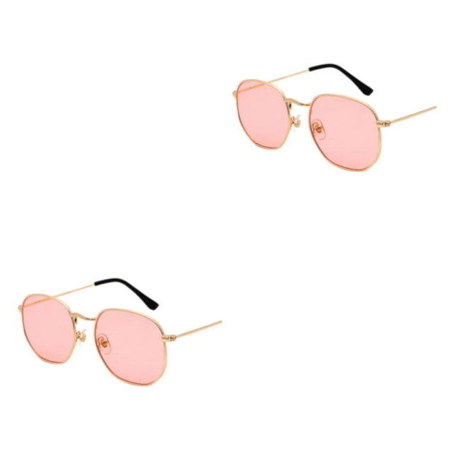 Redempat Fashionable Polarized Lens Small Frame Sun Glasses For Trendy Style gold sea pink C10 2Set