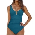 thumbnail image 1 of baikeli Pièce Maillot de Bain une pour Femme, Robe de Bain à Volants avec Découpes, Contrôle du Ventre, Col Ras du Cou, Maillot de Bain Couvrant, Tenue de Plage, Vert, m, 1 of 5