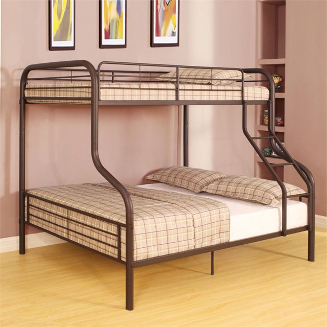 ACME Cairo Metal Frame Twin over Full Bunk Bed in Sandy Black