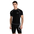 thumbnail image 2 of Tauxra Men’S Plus Size Swim Trunks 2 Piece Outfit, Sun Protection Short Sleeve Rash Guard and Swim Shorts for Men, Beach Surfing Snorkeling Sets, Loose Fit Pool Vacation Wear, 2 of 9