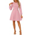 thumbnail image 2 of INSPIRE CHIC Robe de Travail pour Femme à Manches Longues avec Boutons Contrastants L Rose, 2 of 6