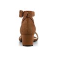 thumbnail image 3 of BLISSFUL STEP Women's Ankle Buckle Strap Chunky Heel Sandal Shoes Brown 6.5, 3 of 8