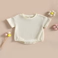 thumbnail image 2 of Barboteuse Unisexe Bébé Garçon Fille à Manches Courtes en Tricot Gaufré, Justaucorps à Bulles, Col Rond, Vêtements d'Été, 2 of 8