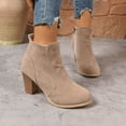 thumbnail image 2 of Womens Dress Ankle Booties Short Boots for Ladies Winter Fall Suede Pointed Toe Stacked High Heels Shoes, 2 of 7