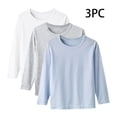 thumbnail image 2 of WRKEKC Chemises à Manches Longues pour Garçons Couche de Base en Modal Lot de 3 Couleur Unie Col Rond Haut pour Filles pour le Printemps l'Automne, 2 of 9